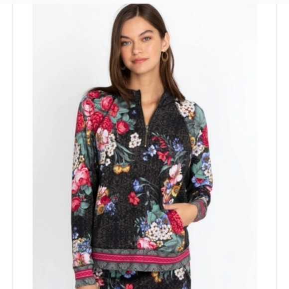 Johnny Was Women’s Onyx Sistine Half Zip Cotton Floral Boho Pullover Size Small - Picture 3 of 11